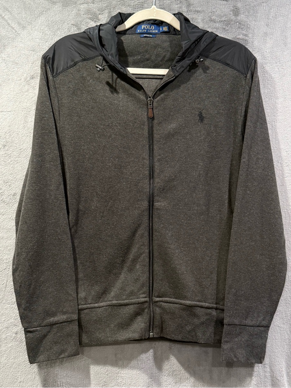 Polo Ralph Lauren Gray Estate Rib Full Zip Windbreaker Hoodie Mens Size S